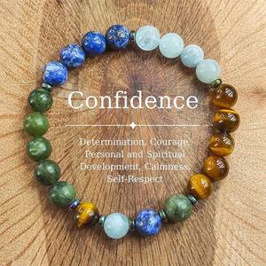 Pulsera de Piedra Natural con Cuentas de Vidrio Coloridas, Joyería de Mindfulness, Producción Propia para Mayoristas, Opción de Envío con Seguro - Product Image 2