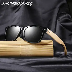 Черные очки для рыбалки UV400, очки, модные мужские и женские классические квадратные Винтажные Солнцезащитные очки для вождения, бамбуковые деревянные солнцезащитные очки
