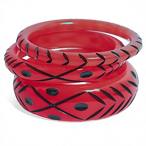 Nouveaux ensembles de bracelets en résine de haute qualité, ronds, peints à la main, design artistique, élégant, bijoux de mode pour femmes, pour mariage et fête - Product Image 1