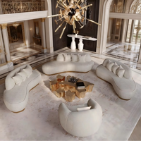 Ensemble de canapés modulaires en tissu incurvés de luxe moderne pour villa, mobilier de salon haut de gamme pour maison de prestige