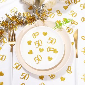 25 ชิ้น แหวนรูปหัวใจสีเงิน 50 ชิ้น สีทอง สำหรับงานฉลองครบรอบแต่งงาน ของตกแต่งโต๊ะปาร์ตี้ กระดาษกลิตเตอร์เมทัลลิก สำหรับโรยตกแต่ง - Product Image 5