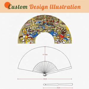 Abanico de mano plegable de tela de madera español personalizado a granel - Product Image 5