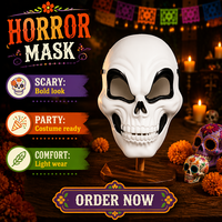 Masque LED Calavera à motif floral, accessoires de mascarade en PVC pour Halloween