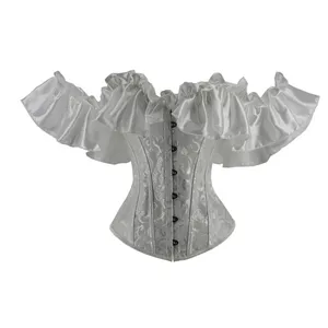 Dames Steampunk Gotische Elegante Off Shoulder Jacquard Overbust Bruiloft Bruidsfeest Korset Top Haut En Corset Femme