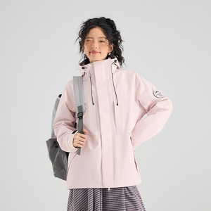 Outdoor <b>Fleece</b> <b>Lined</b> 3 In 1 Windproof <b>Jacket</b> Women Workwear Style Printed Embroidered Text Full Sleeve - Product Image 2