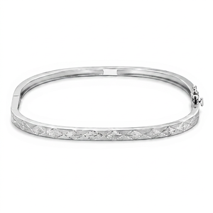Bracelet jonc moderne en or blanc massif 18 carats pour femmes, bijoux fins, fabricant de bijoux sur mesure OEM ODM Thaïlande - Product Image 1