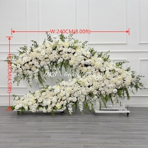 Arco floral de rosas blancas para decoración de bodas, arco de flores artificiales de seda, telón de fondo para bodas. - Product Image 2