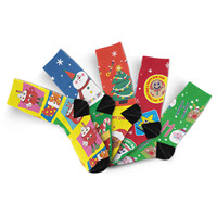 Expédition rapide d'usine, chaussettes de Noël en sublimation numérique, spandex/polyester, antibactériennes, respirantes, couleur pleine, dessin animé