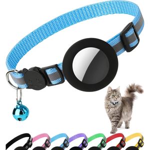 Dgerp Cat <b>Collar</b> With Air Tag Holder Reflective Breakaway Nylon Bell For Small Cats Blue - Product Image 1