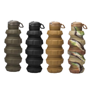 Kalite güvencesi el bombası şekli içme için silikon seyahat tipi şişe katlanabilir silikon su şişesi - Product Image 5