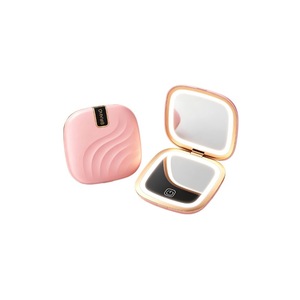 Factory Source Cosmetic <b>Mirror</b> Double Sided Foldable <b>Led</b> Lighted Makeup <b>Mirror</b> With Type C Charging Portable Gold Plated - Product Image 1