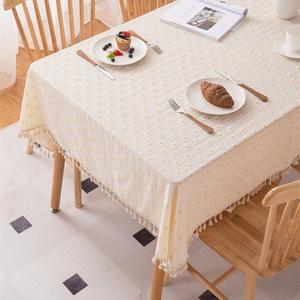 Mantel de Algodón Lavable con Jacquard Floral Personalizado al por Mayor, Cubierta Rectangular Fresca Estilo Pastoral para Mesa de Comedor o Café - Product Image 2