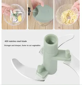 Procesador Manual de Alimentos, Picador de Verduras Portátil, Picador de Ajo con Cuerda, Cortador de Cebolla para Verduras - Product Image 6