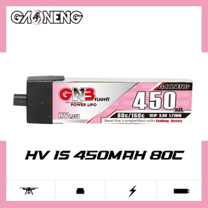 แบตเตอรี่ GAONENG GNB 1S 450MAH 3.8V 80C 160C A30 หัวต่อพลาสติก RC LiPo สำหรับ FPV Quads Whoops HV LiHV แรงดันสูง - Product Image 2