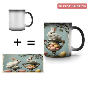 Sublimation Mug 11oz Frosted Black <b>Ceramic</b> Heat Changing <b>Cup</b> For Cafe Restaurant Supply - Product Image 6