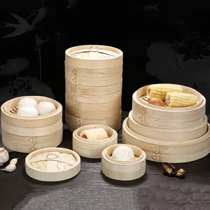 Bamboo Round cage Mini Steamer Bamboo Xiao Long Bao Steamer With Handle Small Cage Drawer Commercial Dim Sum Cage