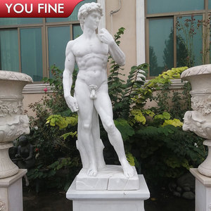 YOUFINE Estatua de <span class=keywords><strong>David</strong></span> de Mármol Blanco Tallada a Mano, Tamaño Real, para Entrada de Villa, Jardín o Propiedad - Product Image 6