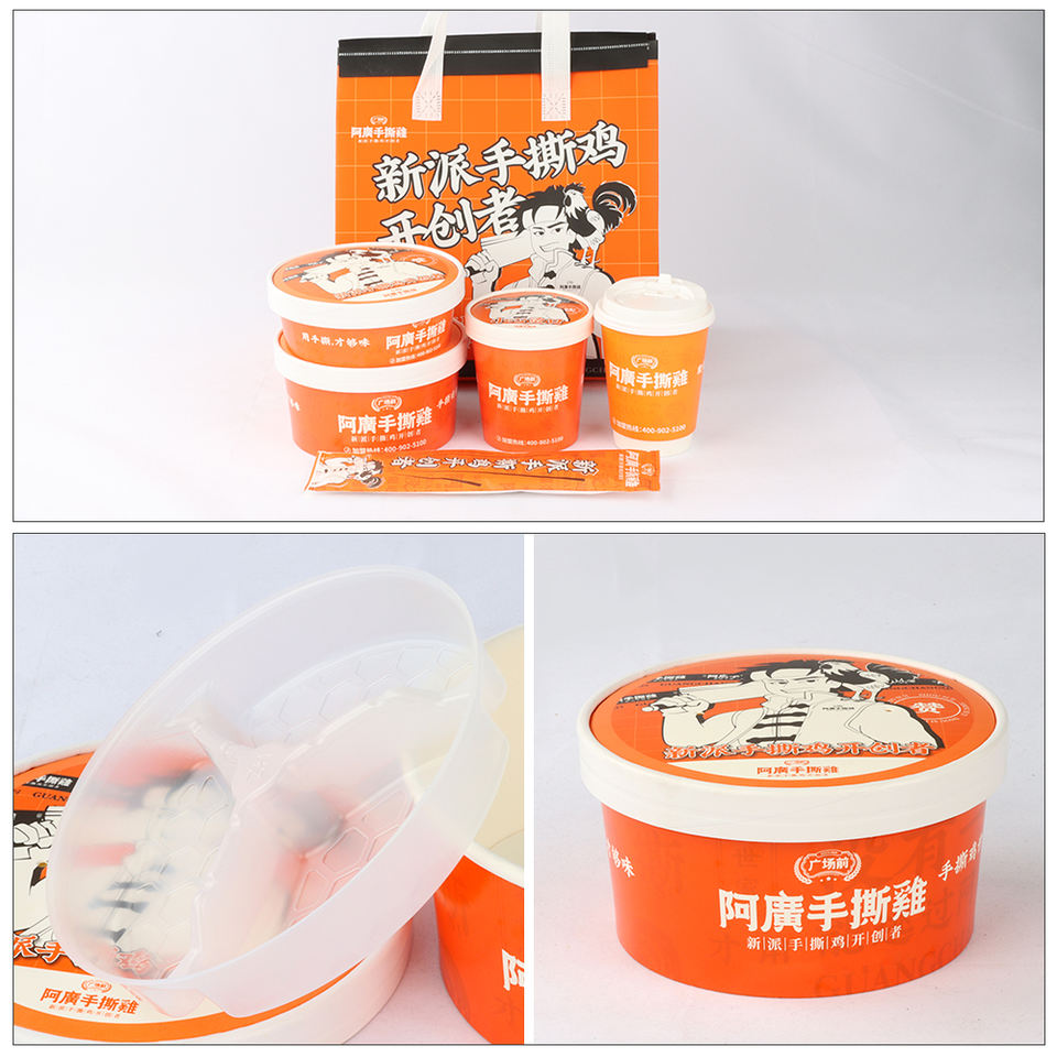 Disposable Custom Logo Printing Food Packing Container Salad Bowls Kraft Paper Bowl With Plastic Lid From ManufacturerPopular