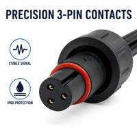 Câble connecteur étanche M12 3 broches mâle-femelle IP68 pour éclairage de Noël permanent et bande LED extérieure