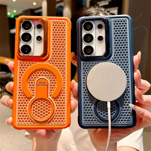 Honeycomb Cooling Magnetic holder Ring Phone case for Samsung S26 ultra S25 S24 FE Series Breathable stand Mesh Back Cover New - Product Image 1