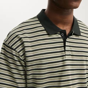 Polo casual de manga corta para hombre, estilo Oxford, con botones, transpirable, corte regular, color negro con bloques de color. - Product Image 6