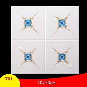 Autocollants de plafond géométriques 3D imperméables, panneaux insonorisants auto-adhésifs 70x70cm, <span class=keywords><strong>papier</strong></span> <span class=keywords><strong>peint</strong></span> de plafond pour chambre à coucher, salon, maison - Product Image 3
