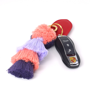 Colorful Handmade Plush Key Chains Three-Tier Tassel Decorations Attractive Pom Pom Bag Charm for Women Personalized Key Rings