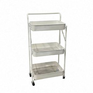 Folding Kitchen Cart With 3 Tier Rolling Wheels for Easy Shopping and Food Storage - Product Image 1