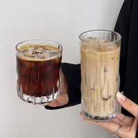 Verre à whisky minimaliste en verre gaufré, style coréen, inspiré d'Instagram, pour boissons froides, jus et café, usage domestique