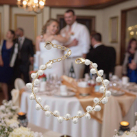 Romantique Rose Plaqué Or Chaîne Véritable 5-6mm Riz D'eau Douce Blanc Perle Bracelet Bijoux De Mode pour Mariage Mariée