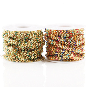 Stainless Steel Enamel Leaf Chain Green Mixed Colors <b>Red</b> Mixed Colors For <b>Bracelet</b> Making H1359 - Product Image 1