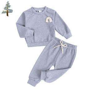 Baby Boys Girls Ribbed Cotton Long Sleeve Pullover + Trousers 2 Pieces Children Sets <b>Toddler</b> Solid Sweatsuit Sets 1 Pcs/ Opp <b>Bag</b> - Product Image 4
