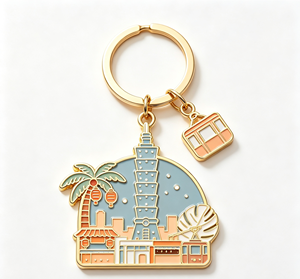 <b>Custom</b> Metal <b>Keychain</b> Enamel Cityscape Cartoon Key Ring Waterproof Lightweight Souvenir Gift - Product Image 1