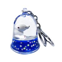 Cadeau souvenir océan parc eau monde porte-clés en plastique mignon dauphin bleu flottant liquide porte-clés personnalisé 3D porte-clés