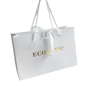 Bolsa de Papel Laminado con Estampado Dorado de Lujo Personalizada, Bolsa de Regalo Blanca Grande y Mediana, Resistente, para Tiendas de Ropa - Product Image 5