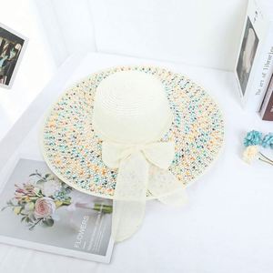 Straw Hat Women's Summer <b>Sun</b> Hat Fashion Seaside <b>Sun</b> protection Large Brim Shade UV protection Foldable Beach Hat - Product Image 2