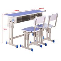 Ensemble de bureau et chaise double ergonomique réglable pour étudiants avec structure métallique pour l'étude en classe