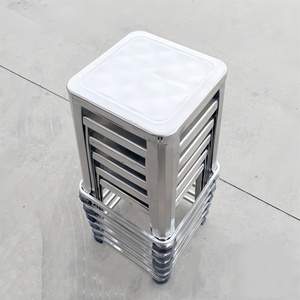 Taburete Cuadrado Moderno de Acero Inoxidable, Silla Metálica Plegable y Apilable, Taburete de Bar para Escuela, Restaurante, Patio Interior y Exterior - Product Image 5
