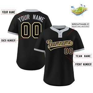 Maillot de softball personnalisé noir-gris style classique authentique à deux boutons - Product Image 2