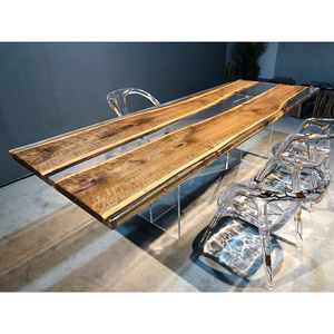 Meubles de villa modernes personnalisés Table en résine époxy rouge <span class=keywords><strong>et</strong></span> <span class=keywords><strong>bois</strong></span> de salle à manger pour meubles de maison - Product Image 2