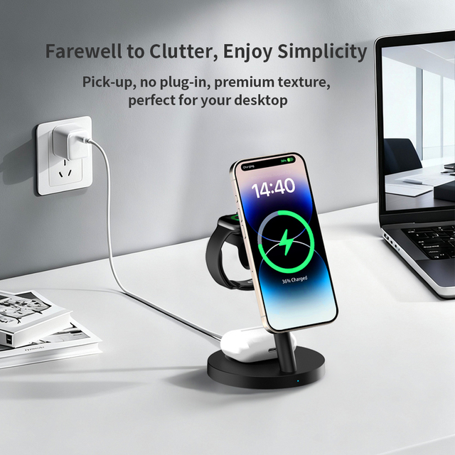 Wireless Charger Phone Stand Magnetic Phone Smart Watch Earphone Charger