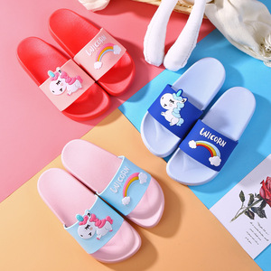 Confortevole PVC plastica stampata Logo <span class=keywords><strong>casa</strong></span> pantofole <span class=keywords><strong>per</strong></span> bambini scarpe Indoor antiscivolo bambini neonate ragazzi pantofole unicorno nuovo - Product Image 6