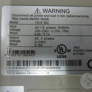 Variateur et moteur TECO TSTE-30C TSB13102A-3NFA-1 1KW TSTE-30C TSB13102A-3NFA-1 TECO TSTE-30C TSB13102A-3NFA-1 - Product Image 4