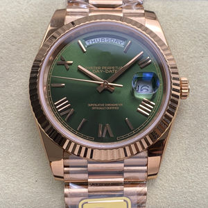 Reloj Mecánico de Súper Calidad, 41 mm, Fábrica PPM, Acero 904L, Movimiento 3255, 228235, Peso 208 g, Oro Rosa, Verde, Modelo President - Product Image 1