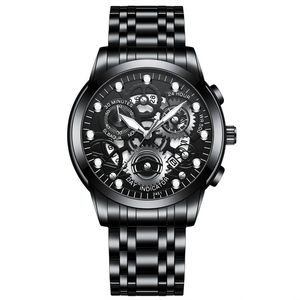 Nouvelle montre pour homme à cadran ajouré, acceptant le logo personnalisé, mouvement à quartz, étanche, bracelet en acier lumineux, montre mécanique - Product Image 2