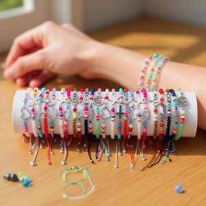 Pulseras de Cuentas con Dijes Coloridos, Juego de Pulseras Ajustables con Cordón, 2400 Piezas por Caja, Estilo Bohemia Unisex, Joyería de Regalo - Product Image 2