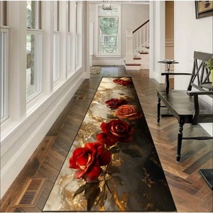 Alfombra Clásica de Lujo con Diseño Floral Dorado, Cómoda, Antideslizante, Fácil de Limpiar, Perfecta para el Hogar o Casa de Vacaciones - Product Image 2