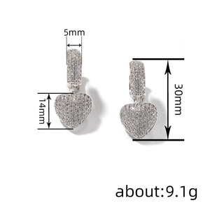 Orecchini a goccia a forma di cuore per donna, dolci ed eleganti, con pietre scintillanti, romantici, per feste, accessori gioiello per tutti i giorni - Product Image 4