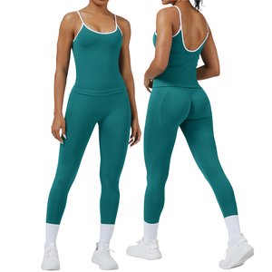 Conjunto <span class=keywords><strong>de</strong></span> entrenamiento sin costuras para mujer, traje <span class=keywords><strong>de</strong></span> Yoga <span class=keywords><strong>de</strong></span> bloque <span class=keywords><strong>de</strong></span> Color, Sujetador deportivo sin espalda, camiseta sin mangas con mallas o pantalones cortos, ropa <span class=keywords><strong>de</strong></span> Fitness <span class=keywords><strong>de</strong></span> 2 piezas - Product Image 6
