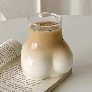 Divertido sexy lindo trasero vidrio creativo INS hielo americano latte taza personalidad hielo leche té taza